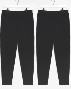 Black/Black 2 Pack Pull On Lightweight Jersey Tapered Leg Trousers