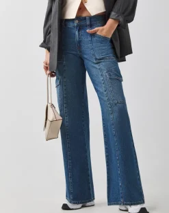 Blue Classic Cargo Wide Leg Jeans