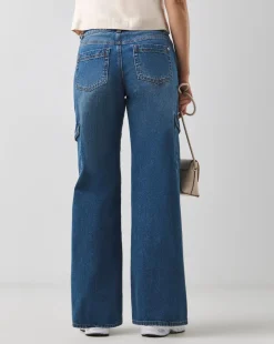 Blue Classic Cargo Wide Leg Jeans