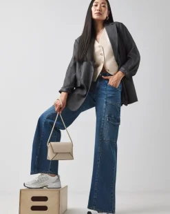 Blue Classic Cargo Wide Leg Jeans