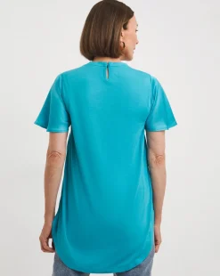 Blue Jersey Back Satin Top