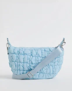 Blue Nylon Popcorn Quilt Crossbody Bag