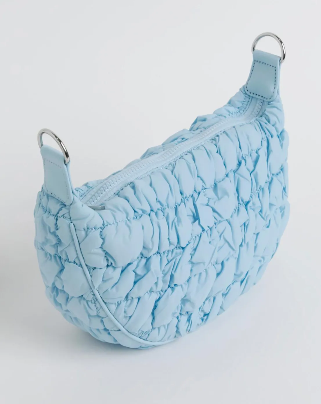 Blue Nylon Popcorn Quilt Crossbody Bag