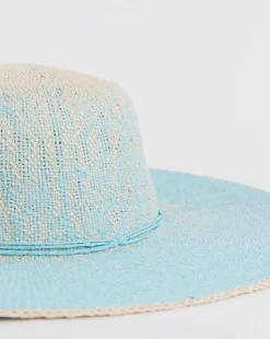 Blue Ombre Wide Brim Straw Hat