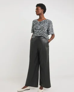 Blue Print Twist Detail Angel Sleeve Top