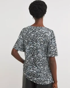 Blue Print Twist Detail Angel Sleeve Top