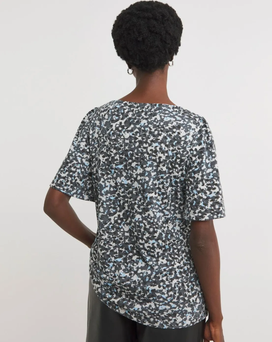 Blue Print Twist Detail Angel Sleeve Top