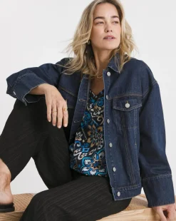 Blue Print V Neck Short Sleeve Bubble Hem Top