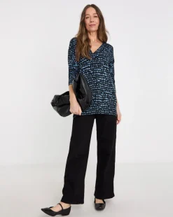 Blue Print V Neck Slouch Tunic