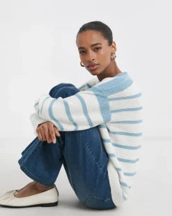 Blue Stripe Crew Neck Jumper