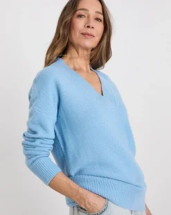 Blue V Neck Curved Hem Tunic