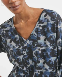 Blurred Floral Soft Touch V Neck Longline Top