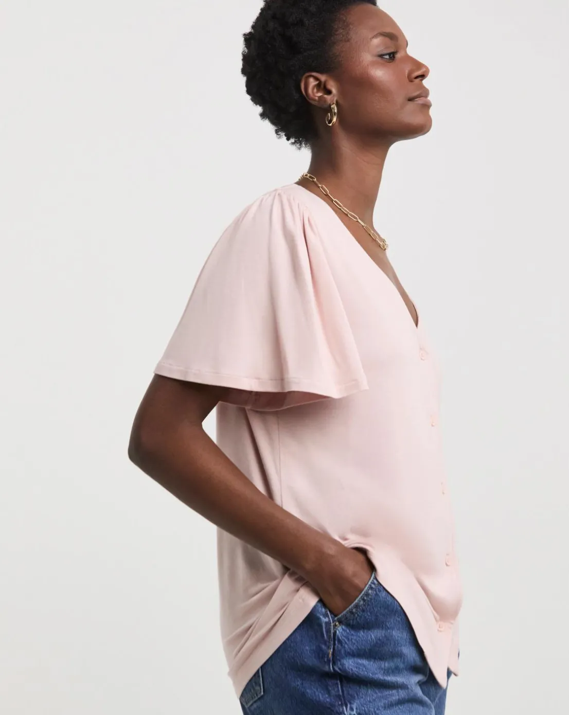 Blush Angel Sleeve Top