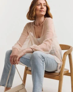 Blush Mesh Spot Dobby Blouse