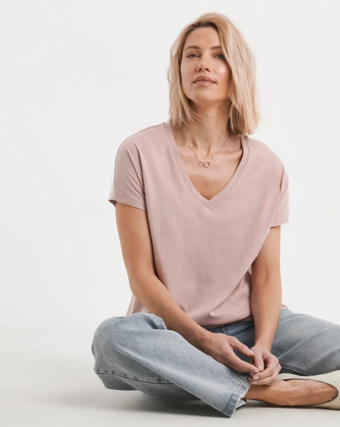 Blush V-Neck Short Sleeve T-Shirt