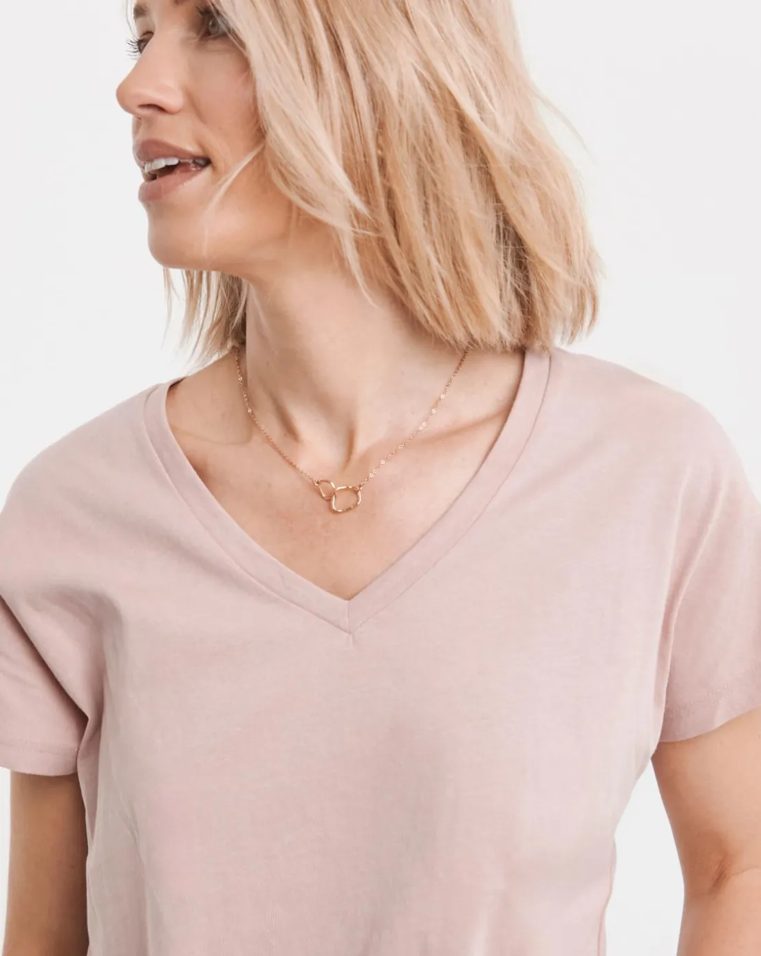 Blush V-Neck Short Sleeve T-Shirt
