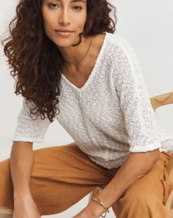 Boucle Textured V Neck Top