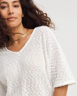 Boucle Textured V Neck Top