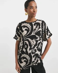 Boxy Short Sleeve Top - Mono Print