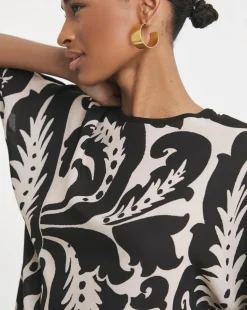 Boxy Short Sleeve Top - Mono Print