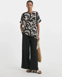 Boxy Short Sleeve Top - Mono Print