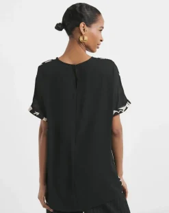 Boxy Short Sleeve Top - Mono Print