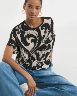 Boxy Short Sleeve Top - Mono Print