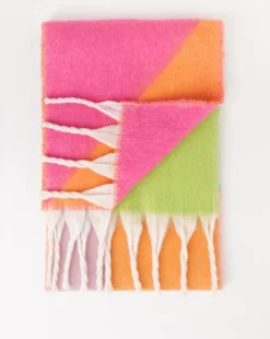 Bright Fluffy Geometric Blanket Scarf