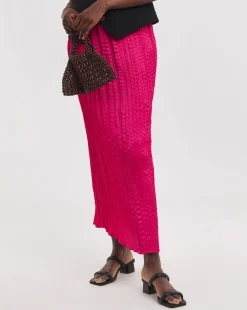 Bright Pink Crinkle Satin Skirt