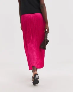 Bright Pink Crinkle Satin Skirt