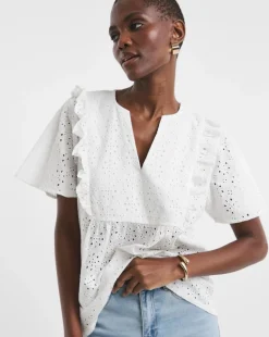 Broderie Frill Jersey Back Top