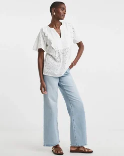 Broderie Frill Jersey Back Top