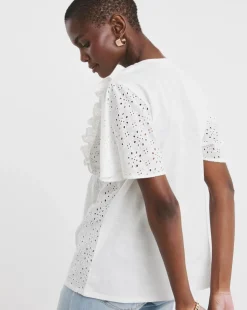 Broderie Frill Jersey Back Top