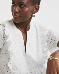 Broderie Frill Jersey Back Top