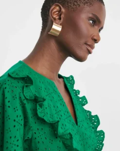 Broderie Frill Jersey Back Top