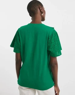 Broderie Frill Jersey Back Top