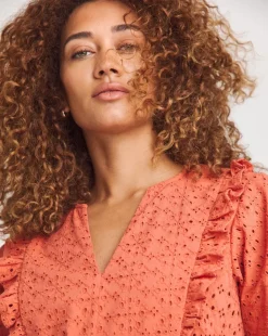 Broderie Frill Jersey Back Top