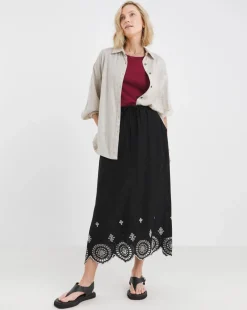 Broderie Scalloped Hem Maxi Skirt
