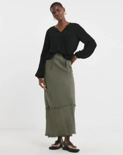 Broderie Yolk Trim Blouson Sleeve Blouse