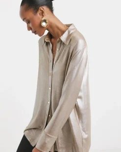 Bronze Foiled Button Front Shirt