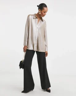 Bronze Foiled Button Front Shirt