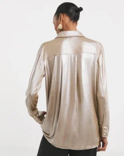 Bronze Foiled Button Front Shirt
