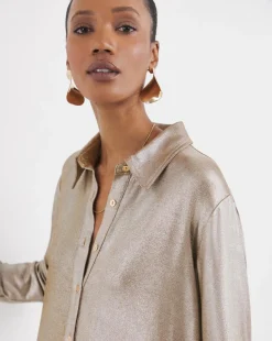 Bronze Foiled Button Front Shirt