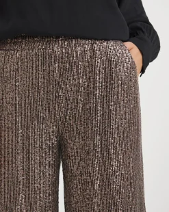 Bronze Stretch Sequin Wide Leg Trousers