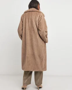 Brown Mixed Texture Faux Fur Coat