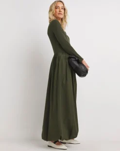 Bubble Hem Popplin Rib Dress