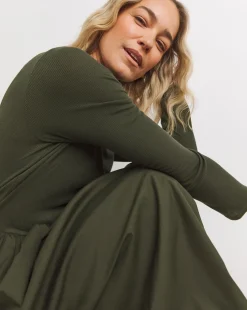 Bubble Hem Popplin Rib Dress