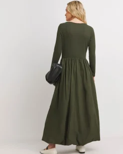 Bubble Hem Popplin Rib Dress