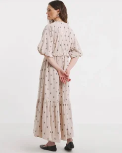 Bubble Sleeve Cheesecloth Maxi Dress
