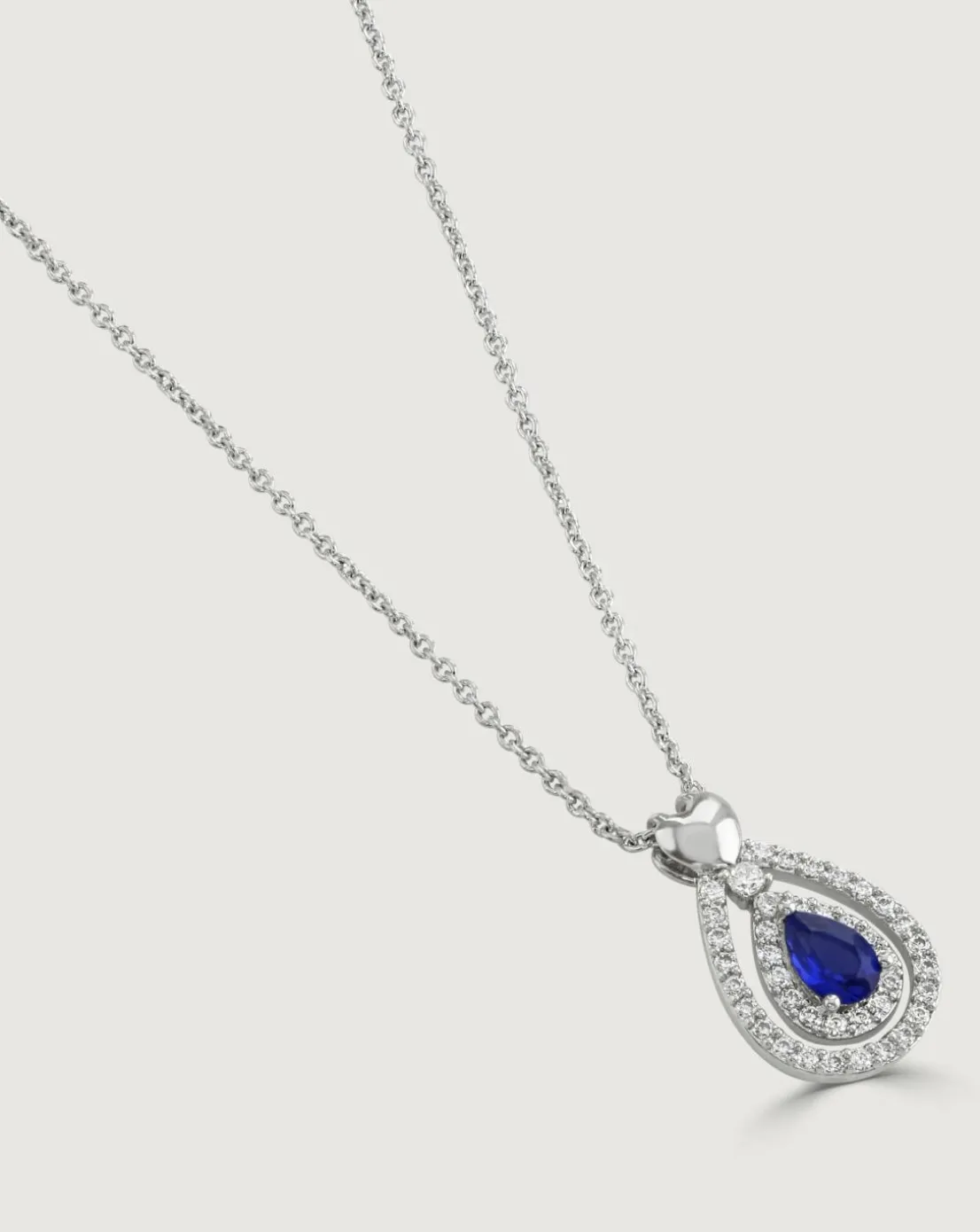 Buckley London Sapphire Heart Drop Pendant